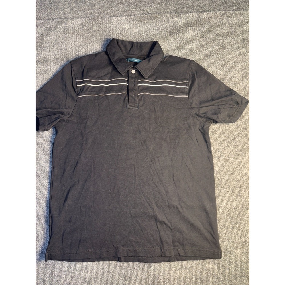 Perry Ellis Medium Polo Shirt Mens Black Golf Performance Luxury Collared